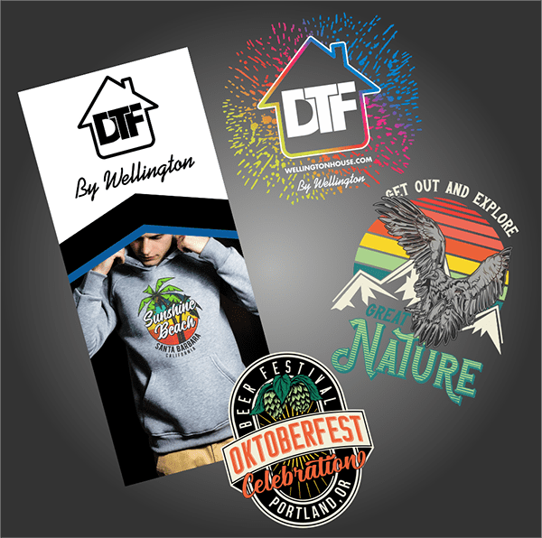 picture of a DTF Sample pack with brochure and DTF samples