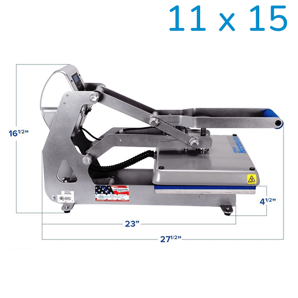 Auto Clam Heat Press 11 x 15 - Dimensions Side