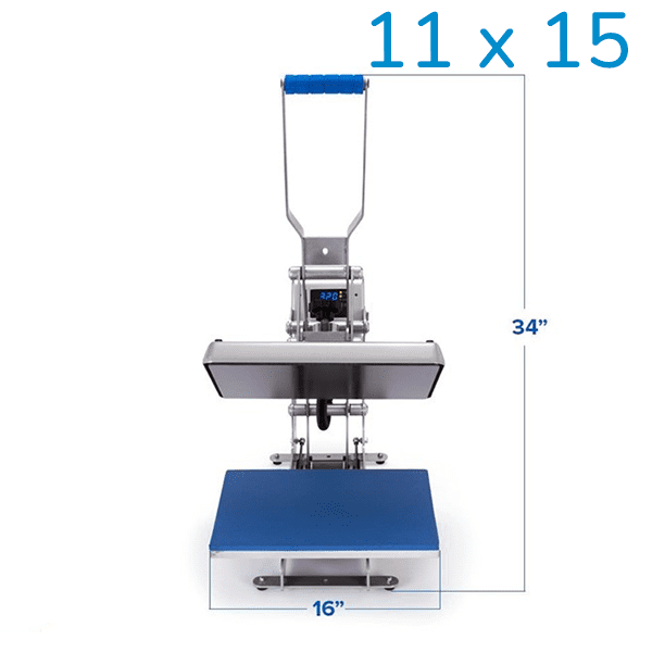 Auto Clam Heat Press 11 x 15 - Dimensions Front