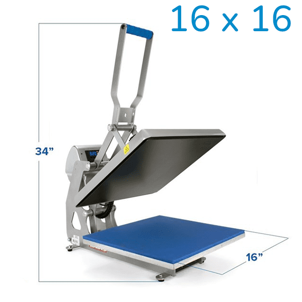 Auto Clam Heat Press 16 x 16 - Dimensions Front