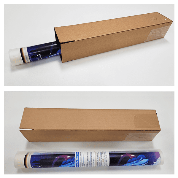 DTF transfers rolled up and ready to ship