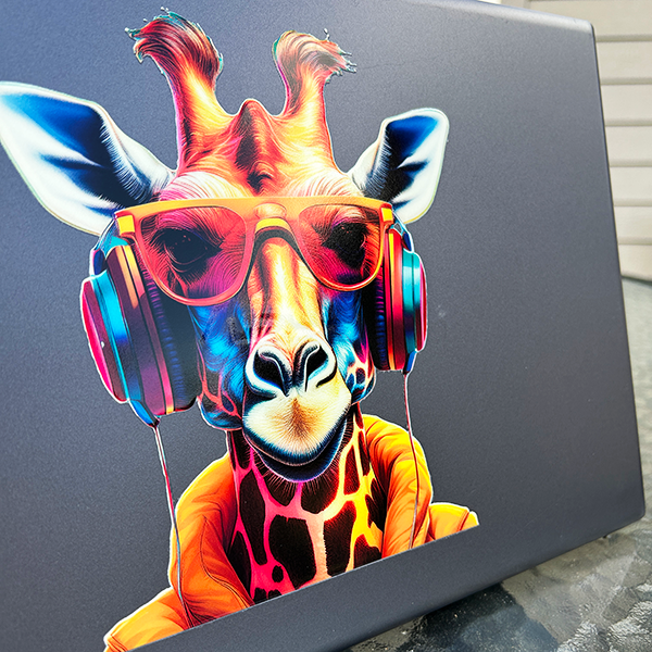 Close up UV DTF Sticker on laptop